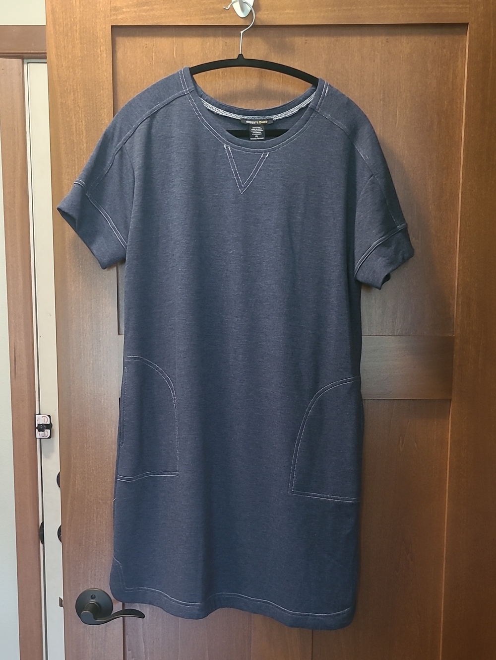 Robert Louis Navy Short Sleeve Midi Lightweight Sweatshirt Dress